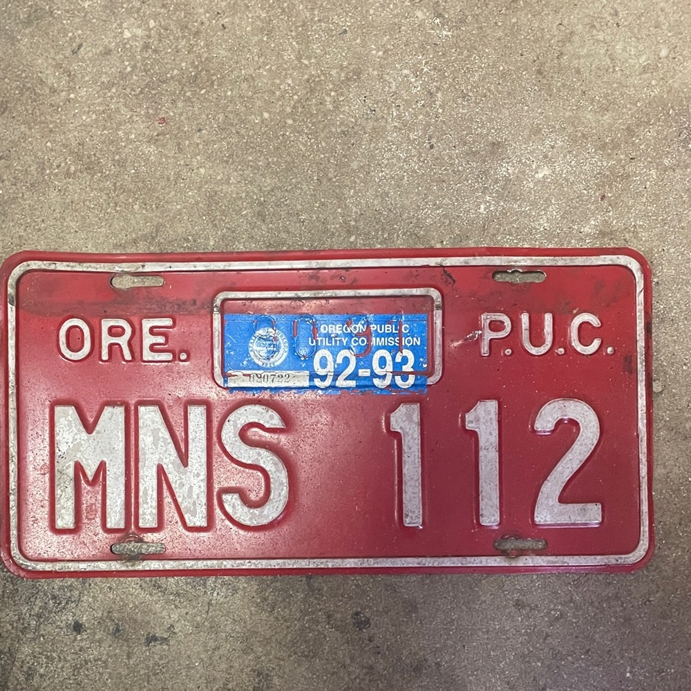 Vintage Red License Plate Home Accent
